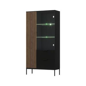 Vitrína Meorati s LED osvetlením 100 cm čierna/dub Artisan vyobraziť