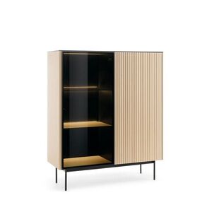 Vitrína s LED osvetlením Orta 107 cm čierna/dub Vicenza vyobraziť