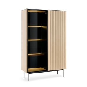Vitrína s LED osvetlením Orta WTSZ 107 cm čierna/dub Vicenza vyobraziť
