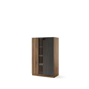 Vitrína s LED osvetlením Radium 15 91 cm orech Columbia/čierna vyobraziť