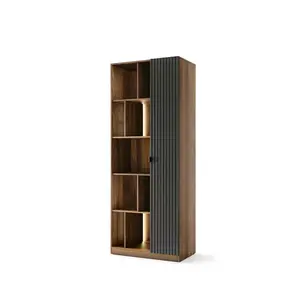 Vitrína s LED osvetlením Radium 16 86 cm orech Columbia/čierna vyobraziť