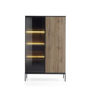 Vitrína Sento s LED osvetlením 104 cm dub wotan/čierna vyobraziť