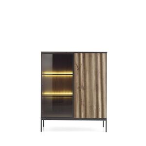 Vitrína Sento s LED osvetlením 104 cm dub wotan/čierna II vyobraziť