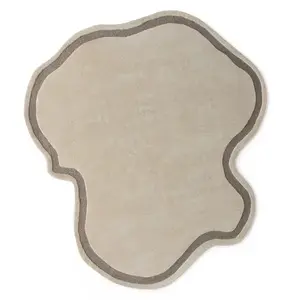 Vlnený koberec Riki 140x150 cm krémový/hnedosivý vyobraziť