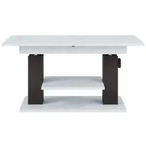 Výškovo nastaviteľný rozkladací konferenčný stolík Moduvo 120/170 cm mramor/čierny vyobraziť