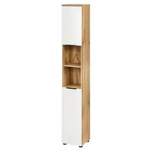 Vysoká kúpeľňová skrinka Mazi 70 30 cm dub Wotan/biela vyobraziť