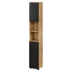 Vysoká kúpeľňová skrinka Mazi 70 30 cm dub Wotan/čierna vyobraziť