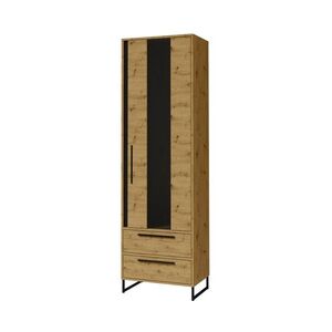 Vysoká vitrína Ariana 200 cm čierna/dub Artisan vyobraziť