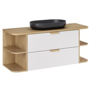 Závesná kúpeľňová skrinka Aster River s umývadlom 120 cm dub cremona/biela vyobraziť