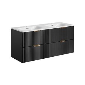 Závesná skrinka Casad Sky so zápustným umývadlom 120 cm čierna/biela vyobraziť