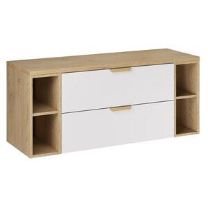 Závesná skrinka pod umývadlo Aster Nordic s doskou a regálmi 120 cm biela/dub cremona vyobraziť