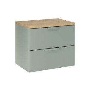 Závesná skrinka pod umývadlo Aster s doskou 60 cm zelená/dub cremona vyobraziť