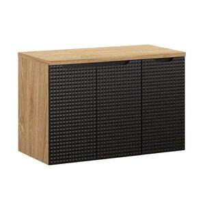 Závesná skrinka pod umývadlo Luxor Black s doskou 90 cm čierna/dub olejovaný vyobraziť