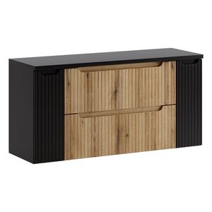 Závesná skrinka pod umývadlo Nova s doskou 120 cm dub coast evoke/čierna vyobraziť