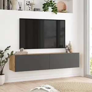 Závesný televízny stolík Houseland Farfallo borovica Atlantic/antracitovo sivý vyobraziť