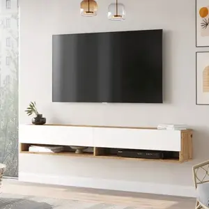 Závesný TV stolík Houseland Fredy borovica Atlantic/biela vyobraziť