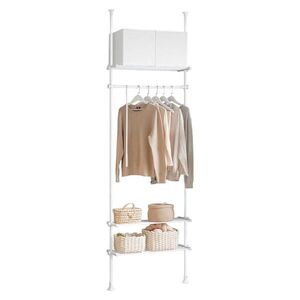 SoBuy APPENDIABITI na zem so 2 polícami Biela 52x42x233cm Minimalistický vyobraziť