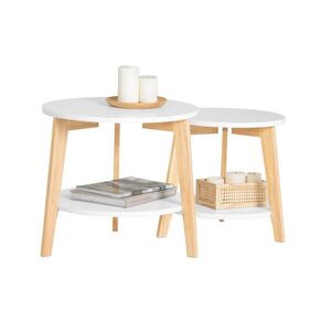 SoBuy SET 2 stolíkov k sedačke s 1 poličkou Biela 51x50x46cm Severský vyobraziť