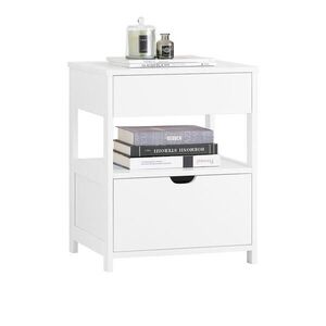 SoBuy NOČNÝ stolík s dvoma zásuvkami Biela 45x38x55cm Minimalistický vyobraziť