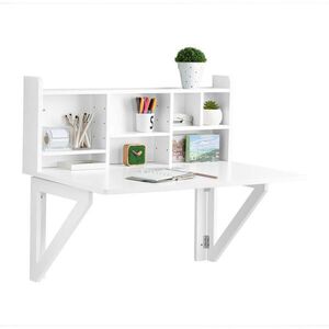 SoBuy POČÍTAČOVÝ stôl s 3 policami Biela 90x60x78cm Minimalistický vyobraziť