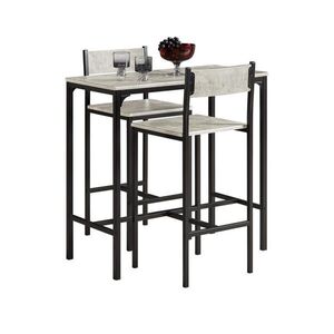 SoBuy SET stola s 2 sedačkami a 2 stoličkami Sivá 89x45x96cm Priemyselný vyobraziť