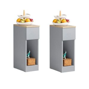 SoBuy SET 2 komód k posteli so zásuvkou Sivá 35x20x60cm Minimalistický vyobraziť