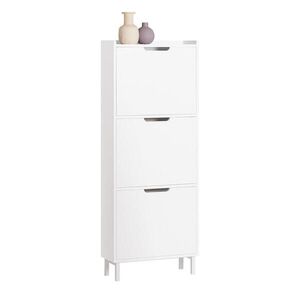 SoBuy MOBILNÁ skriňa na topánky s 3 zásuvkami Biela 50x19x129cm Minimalistický vyobraziť