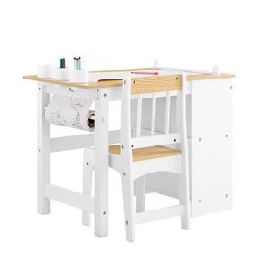 SoBuy SADA stôl, stolička pre deti a polica Biela 80x45x66cm Severský vyobraziť