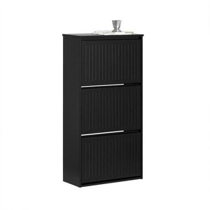SoBuy MOBILNÁ skriňa na topánky s 3 dverami Čierna 60x25x120cm Moderný vyobraziť