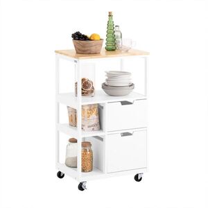 SoBuy KUCHYNSKÝ vozík s 2 zásuvkami Biela 53x37x89cm Moderný vyobraziť