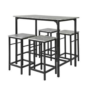 SoBuy SET stola a 4 stoličiek Sivá 100x60x87cm Priemyselný vyobraziť