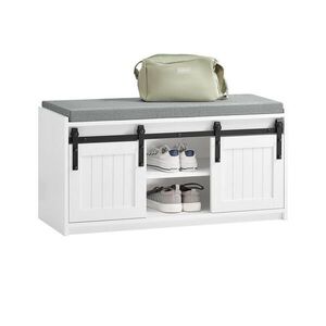 SoBuy PANCA na topánky s 2 dvierkami Biela 90x35x46cm Moderný vyobraziť