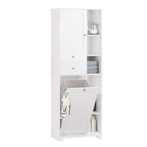 SoBuy MOBILNÝ alto bagno so 2 zásuvkami Biela 60x37x171cm Severský vyobraziť