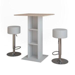 Vicco SÚPRAVA BAROVÉHO STOLA Repose Biela/Sonoma 75 x 75 cm s 2 barovými stoličkami vyobraziť