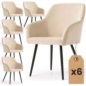 RAUMHIRSCH FURNITURE ČALÚNENÉ STOLIČKY, sada 6 ks, kovové nohy, béžová, čierna 54, 5/83/58 vyobraziť