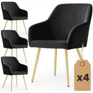 RAUMHIRSCH FURNITURE ČALÚNENÉ STOLIČKY, sada 4 ks, kovové nohy, čierna, zlatá 54, 5/83/58 vyobraziť