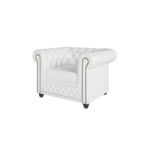 S-Style KRESLO Chesterfield Morin z bielej vegánskej kože vyobraziť