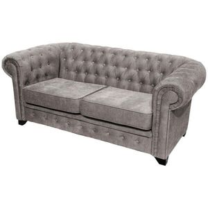MID.YOU SEDAČKA CHESTERFIELD, drevo, textil, kompozitné drevo, sivá vyobraziť