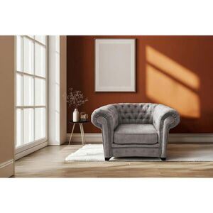 MID.YOU KRESLO CHESTERFIELD, textil, kompozitné drevo, sivá vyobraziť