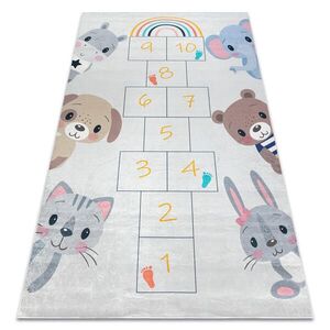 rugsX BAMBINO 43092 umývací koberec Zvieratá, poskok pre deti protišmykový - sivá / žltá 140/200 cm vyobraziť