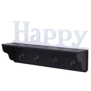 MCW NÁSTENNÁ SKRÍŇ HAPPY 4 HÁČIKY Čierna, Čistá biela vyobraziť