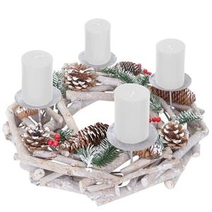 MCW ADVENTNÝ VENEC OKRÚHLY DREVENÝ SVIEČKY BIELE Biela vyobraziť