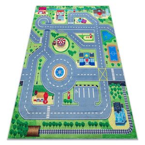 rugsX BAMBINO 9028 umývací koberec Mesto, ulice pre deti protišmykový - zelená / šedá 160/220 cm vyobraziť