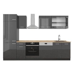Vicco KUCHYNSKÝ KÚT R-Line Antracitový vysoký lesk/antracit 300 cm , AP Oak vyobraziť