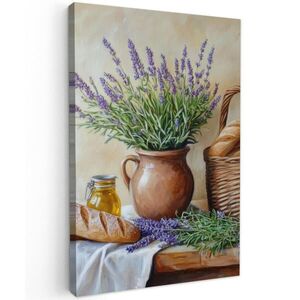 MuchoWow OBRAZ NA PLÁTNE Levanduľa - Chlieb - Zátišie 80x120 cm vyobraziť