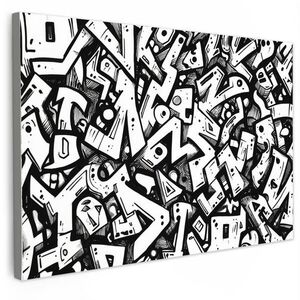 MuchoWow OBRAZ NA PLÁTNE Tvary - Písmená - Graffiti - Čierna 30x20 cm vyobraziť