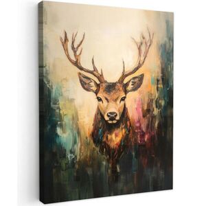 MuchoWow OBRAZ NA PLÁTNE Jeleň - maľovaný - parohy - hnedé 60x80 cm vyobraziť