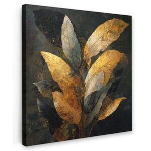 MuchoWow OBRAZ NA PLÁTNE Zlaté zloženie listov - botanický luxus 50x50 cm vyobraziť