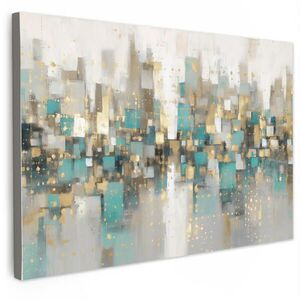 MuchoWow OBRAZ NA PLÁTNE Abstraktné - bloky - zlaté - panoráma 90x60 cm vyobraziť