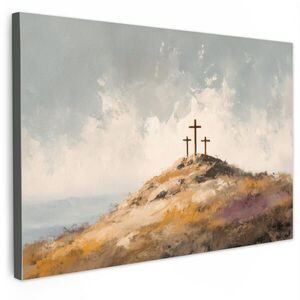 MuchoWow OBRAZ NA PLÁTNE Kopce - Abstrakt - Kresťanstvo - Kríž 30x20 cm vyobraziť